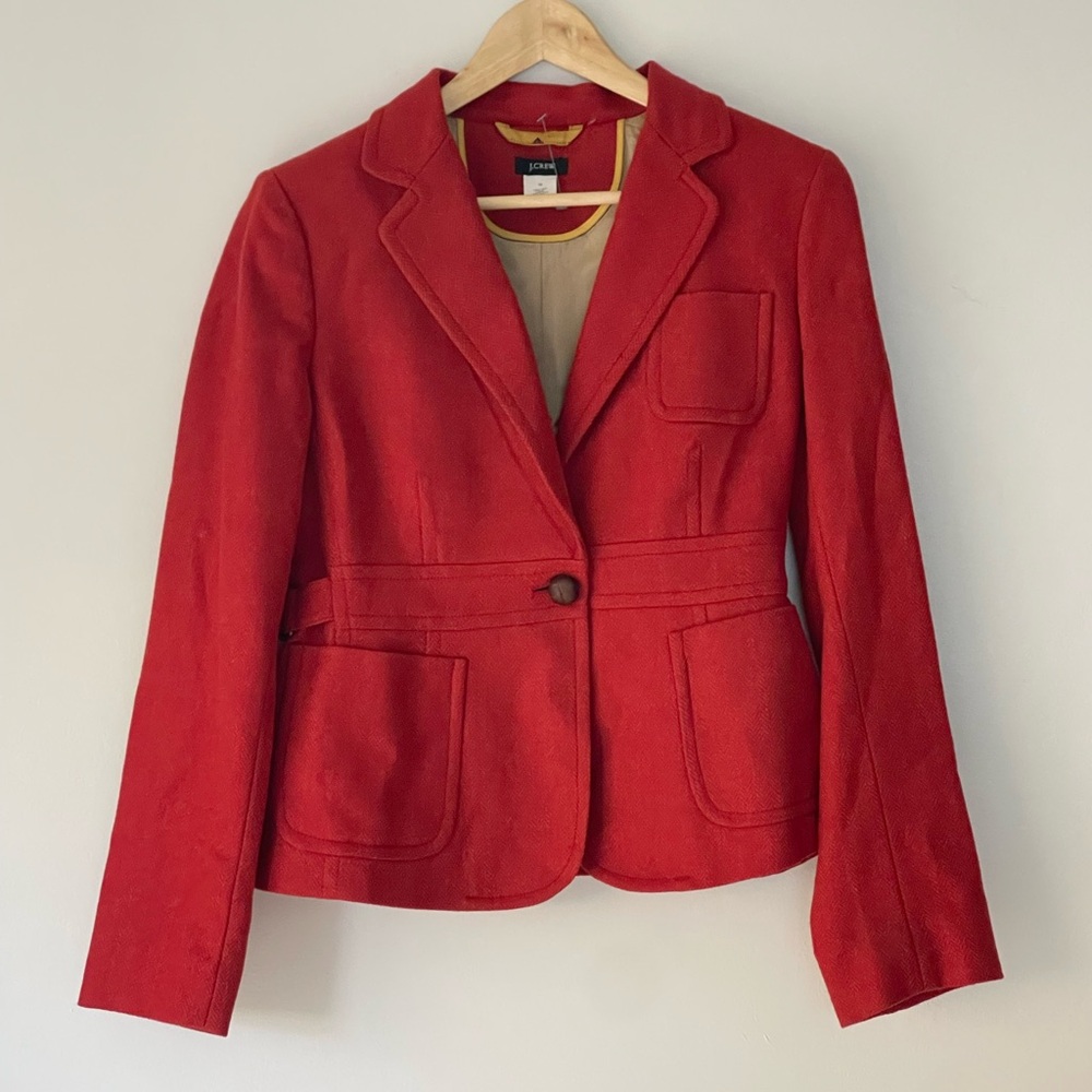 Red Wool Blazer - J. Crew By Robert Noble Lined Scottish